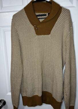 Sean John Men's Size L Herringbone Shawl Collar Pullover Sweater